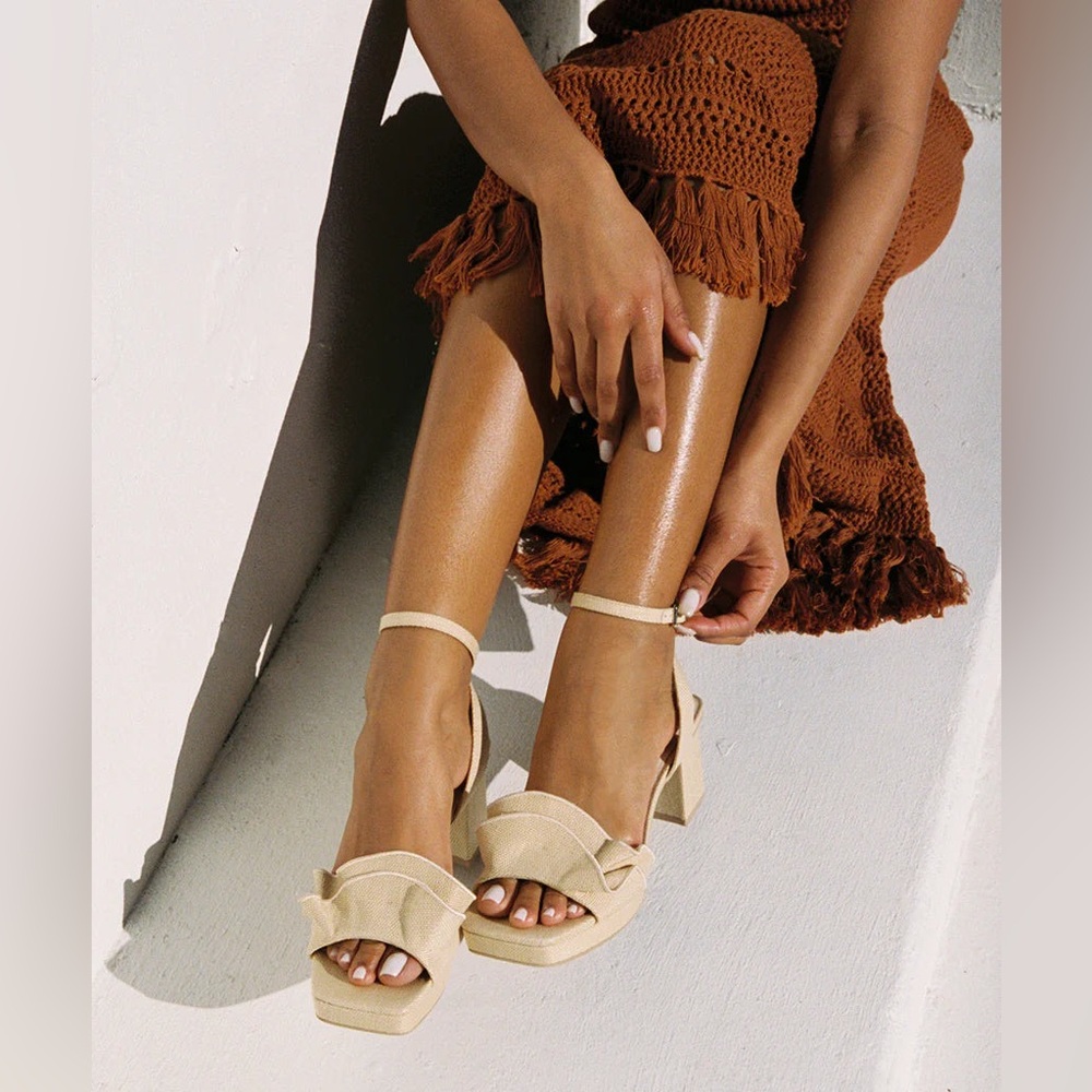 Cheer Heels - Ivory Raffia